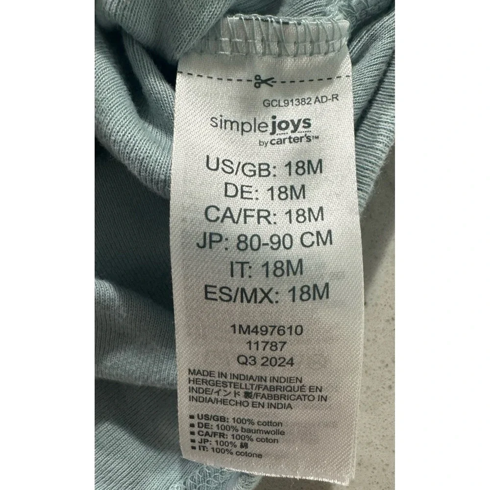 Simple Joys by Carter’s Baby Boy Bodysuit 18M Sage Green Abstract Dash 1M497610
